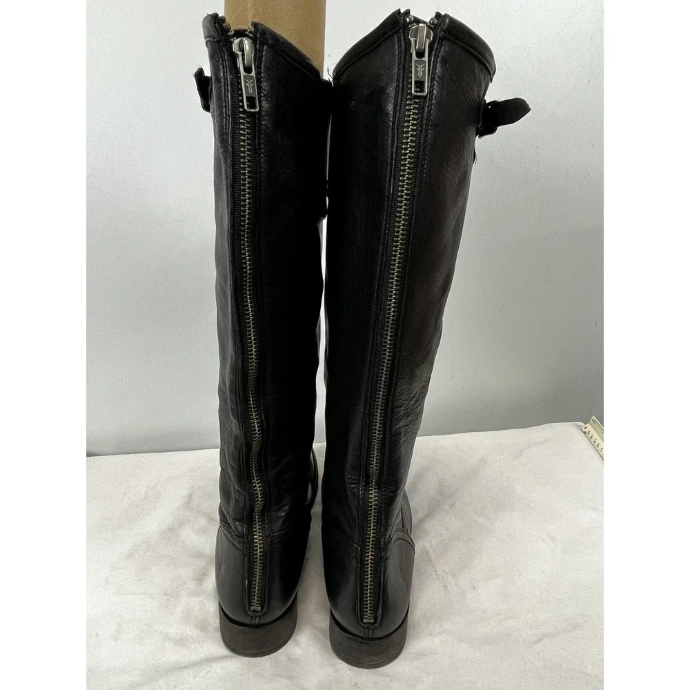 Frye Women's Pippa Tall Black Leather Boots Sz 7.5 B GUC Riding SOFT Back Zip